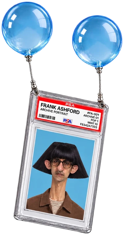 The Frank Ashford slab lifted by two blue balloons